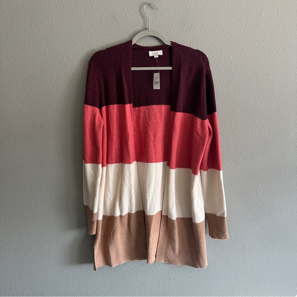 NWT Loft Colorful Striped Long Cardigan Medium